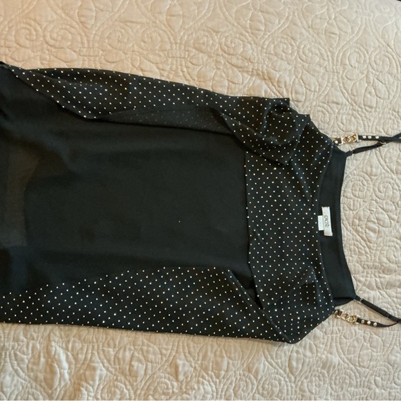 CACHE Y2K Sheer Top Cover Up Tank w Gold Toned Spaghetti Straps Hardware size L - Picture 13 of 14